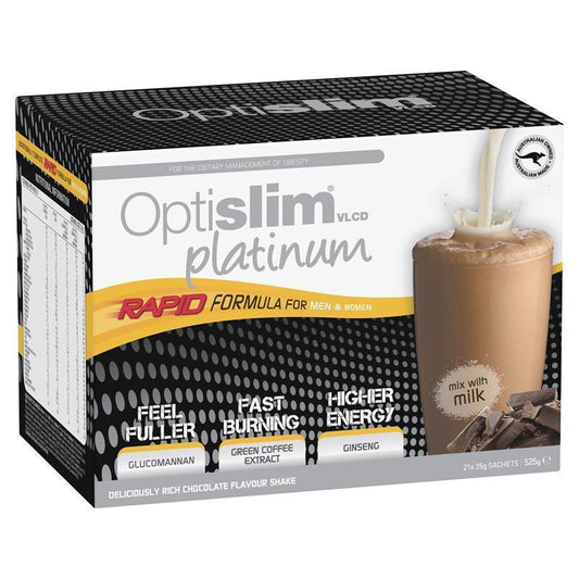 Optislim VLCD Platinum Chocolate Shake 21x25g Sachets - Rapid Weight Loss Solution-Auzzi Store