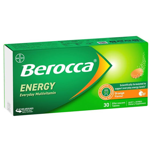 Berocca Energy Orange 30 Effervescent Tablets - Boost Your Energy Naturally