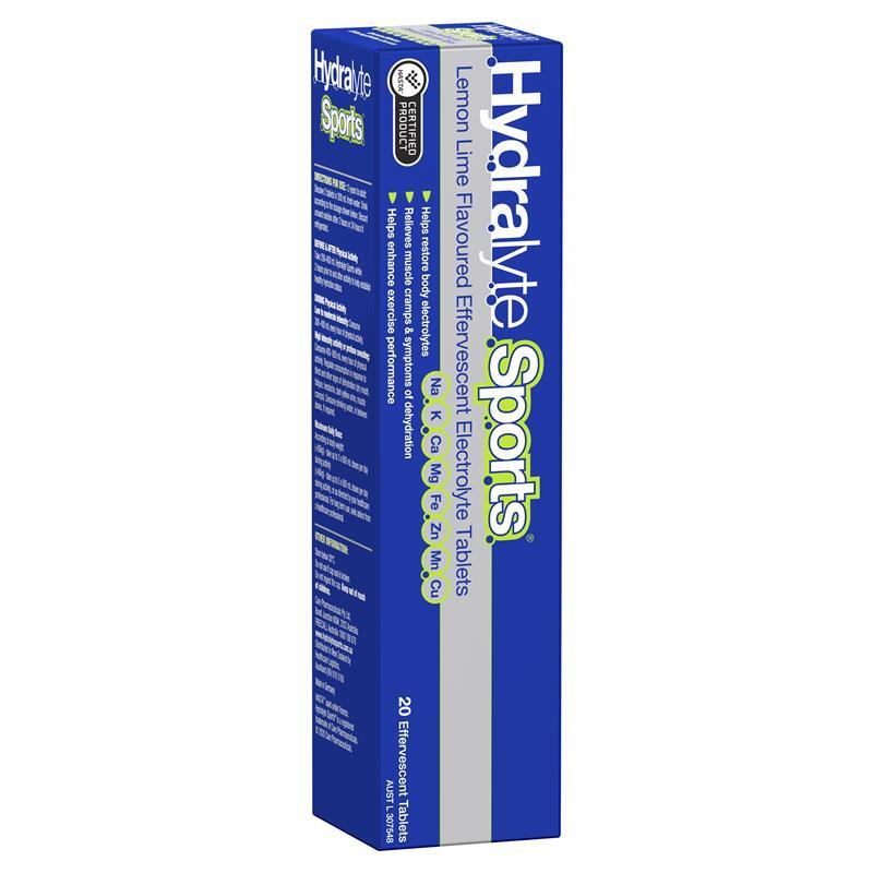 Hydralyte Sports Lemon Lime Effervescent Electrolyte Tablets - 20 Count - Auzzi Store