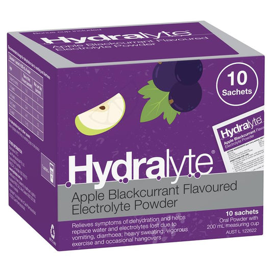 Hydralyte Powder Apple Blackcurrant 5g X 10 - Rehydration Solution - Auzzistore