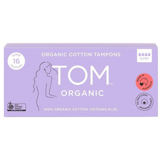 TOM Organic Tampons Super - 16 Pack of 100% Organic Cotton-Auzzi Store