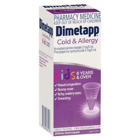 Dimetapp Cold and Allergy Relief 200mL - Sugar Free Grape Flavor-Auzzi Store