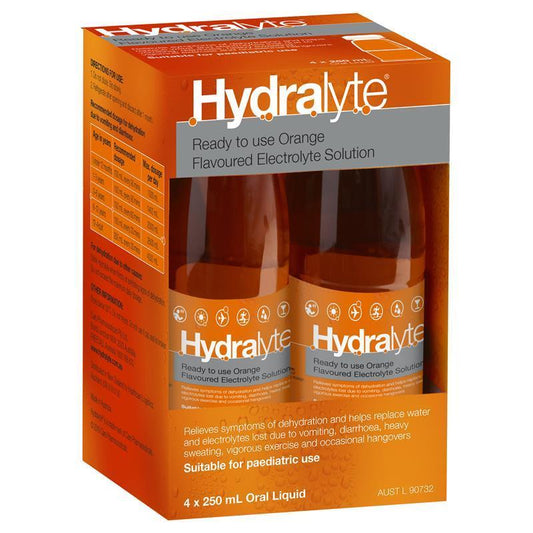 Hydralyte Electrolyte Orange Solution 4 Pack (4x250ml)-Auzzi Store
