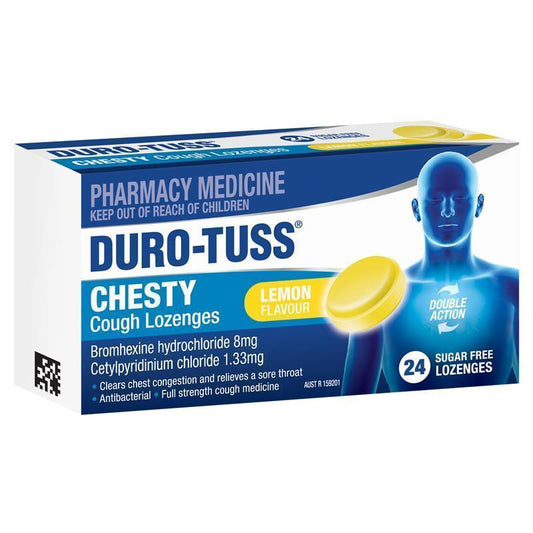 DURO-TUSS Chesty Cough Lozenges - Lemon 24 Lozenges-Auzzi Store