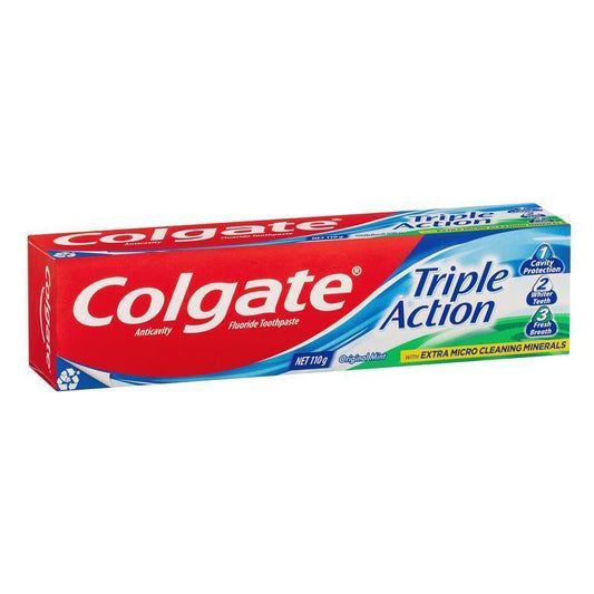 Colgate Triple Action Cavity Protection Fluoride Toothpaste Original Mint 110g-Auzzi Store