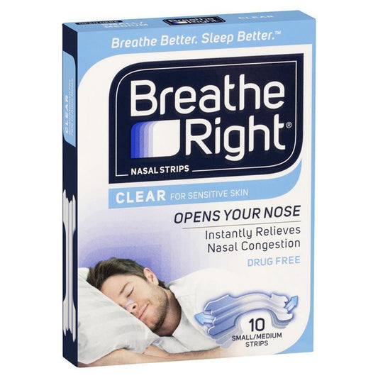 Breathe Right Clear Regular Nasal Congestion Strips 10 - Instant Relief-Auzzi Store