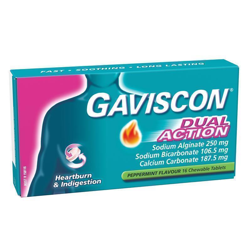 Gaviscon Dual Action Chewable Tablets - Peppermint Heartburn & Indigestion Relief (16 Pack)-Auzzi Store