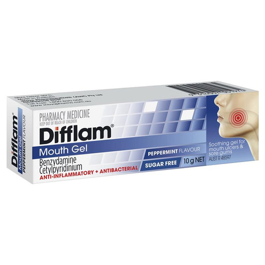 Difflam Anti-inflammatory Mouth Gel Peppermint 10g - Fast Pain Relief-Auzzi Store