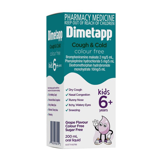Dimetapp Cough and Cold Colour Free 200mL - Sugar-Free Relief - Auzzistore