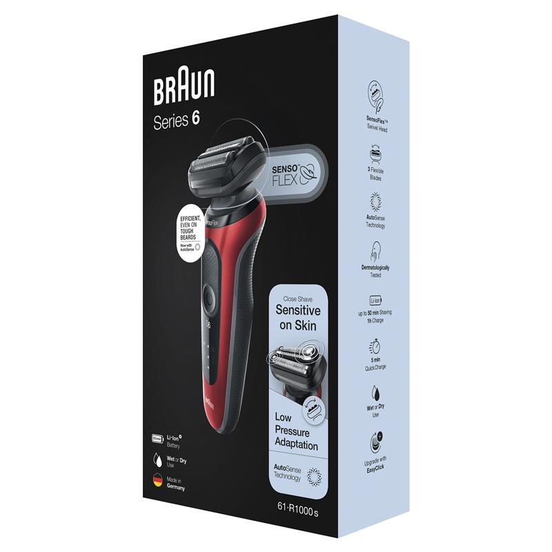 Braun Series 6 Electric Shaver 61-R1000s - Wet & Dry Rechargeable Foil Shaver