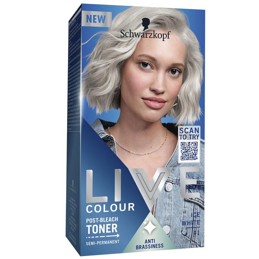 Schwarzkopf Live Colour Semi-Permanent Toner Ice White T1 - Stunning Blonde Finish