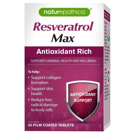 Naturopathica Resveratrol Max 30 Tablets - Triple Antioxidant Support for Skin Health-Auzzi Store