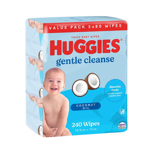 Huggies Coconut Baby Wipes - 3x80 Wipes