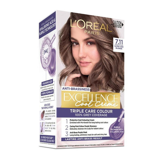 L'Oreal Paris Excellence Cool Creme Permanent Hair Colour 7.11 Ultra Ash Blonde - Auzzistore