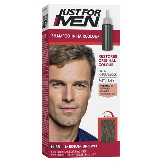 Just for Men Hair Colour Natural Medium Brown 66ml - Natural Grey Coverage-Auzzi Store