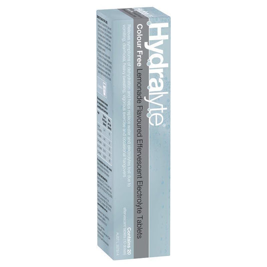 Hydralyte Electrolyte Effervescent Tablets - Colour Free Lemonade - 20 Tablets - Auzzi Store
