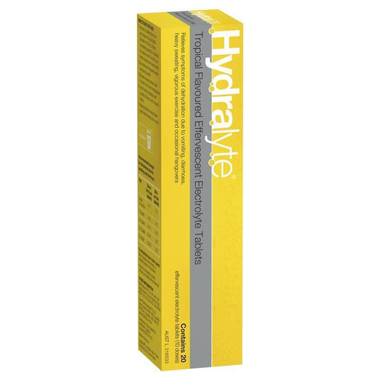Hydralyte Electrolyte Effervescent Tropical 20 Tablets - Hydration Made Easy - Auzzi Store