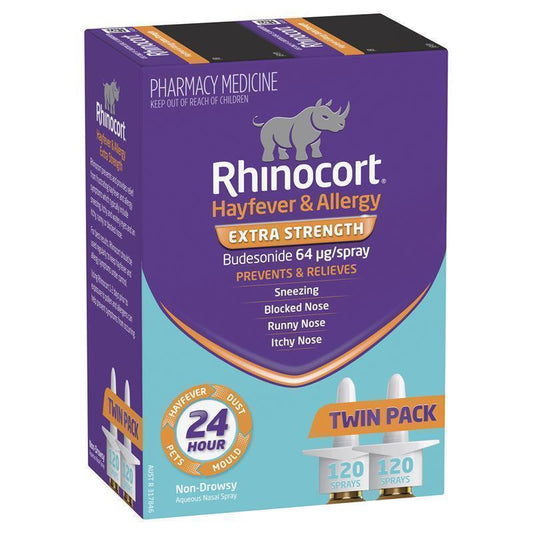 Rhinocort Extra Strength Hayfever & Allergy Nasal Spray 120 Sprays x 2 Pack - Ultimate Allergy Defense - Auzzi Store