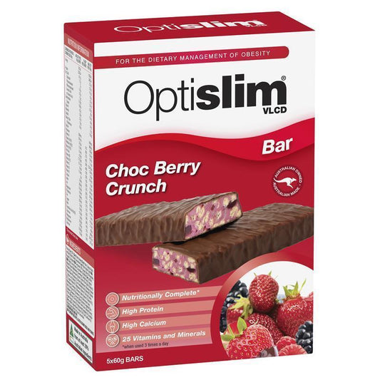 OptiSlim VLCD Bar Choc Berry Crunch 5 - Nutritionally Balanced Meal Replacement-Auzzi Store