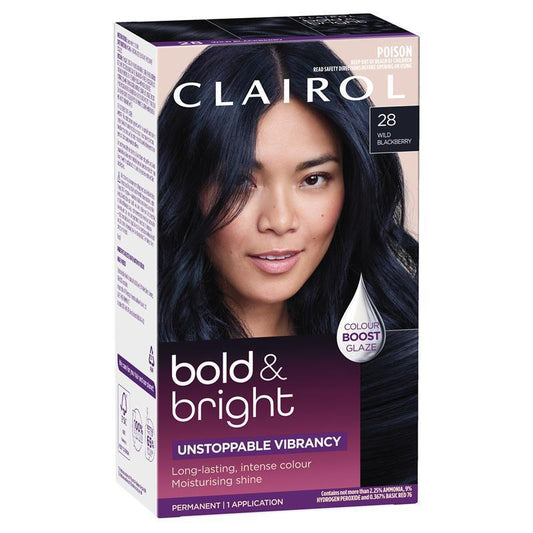 Clairol Bold & Bright Permanent Hair Colour 28 Wild Blackberry 196g - Vivid & Moisturizing