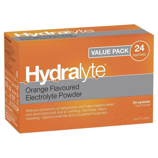 Hydralyte Orange Oral Rehydration Sachets - 4.9g x 24-Auzzi Store