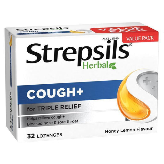 Strepsils Herbal Cough Lozenges Honey Lemon - 32 Pack