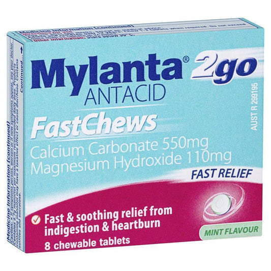 Mylanta 2Go Antacid FastChews Tablets Mint - 8 Pack - Auzzi Store