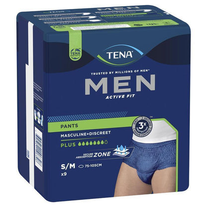 TENA Men Active Fit Plus Incontinence Pants S/M 9 Pants