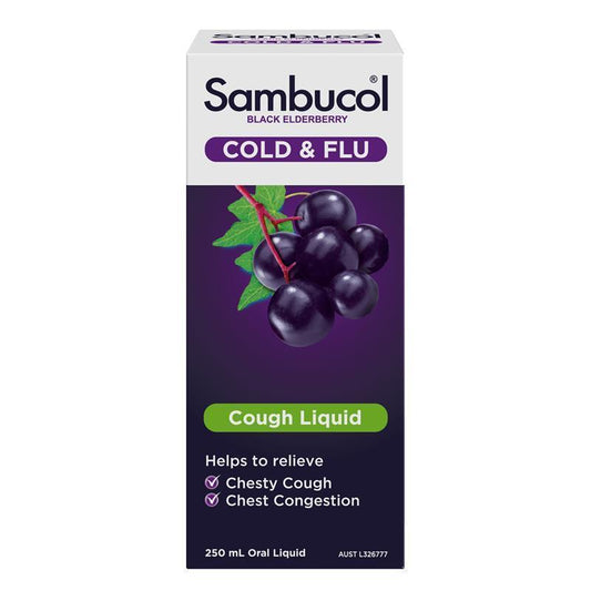 Sambucol Cold & Flu + Cough Liquid 250ml - Effective Relief for Adults - Auzzi Store