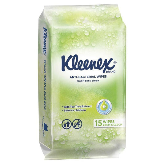 Kleenex Antibacterial Wipes - 15 Pack with Tea Tree Extract-Auzzi Store