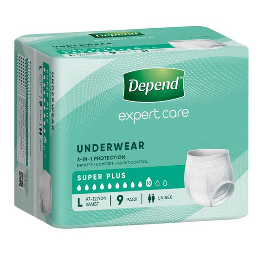 Depend Unisex Underwear Super Plus Large 9 Pack - Maximum Protection - Auzzistore