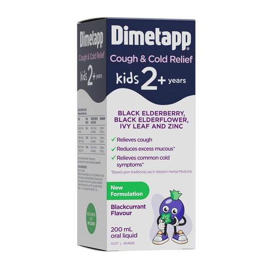 Dimetapp Kids Cough & Cold Relief - Black Elderberry & Ivy Leaf 200ml-Auzzi Store