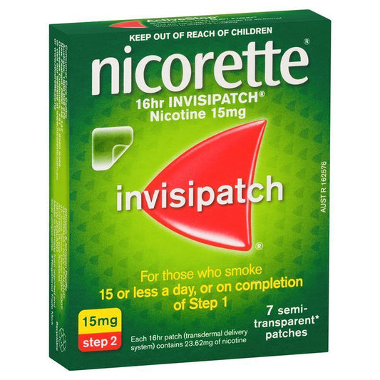 Nicorette Quit Smoking Nicotine 16 Hour Invisipatch Step 2 7 Pack - Effective Craving Relief-Auzzi Store