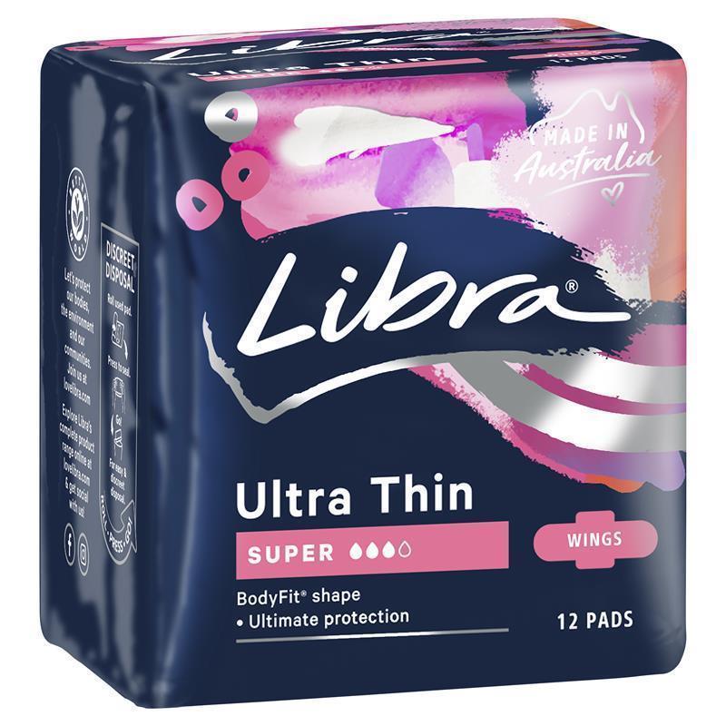 Libra Ultra Thin Pads with Wings – Super Absorbent 12 Pack