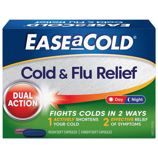 Ease a Cold Cold & Flu Day & Night - 24 Capsules for Symptom Relief-Auzzi Store