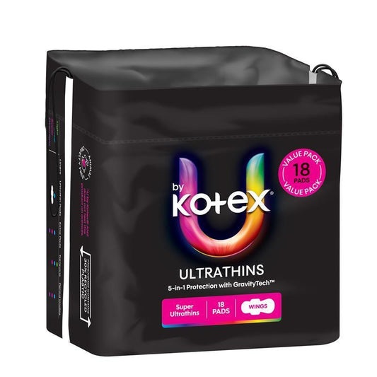 U by Kotex Ultrathin Super Wing Pads with Rapid-Dry Core, 18-Pad - Auzzistore
