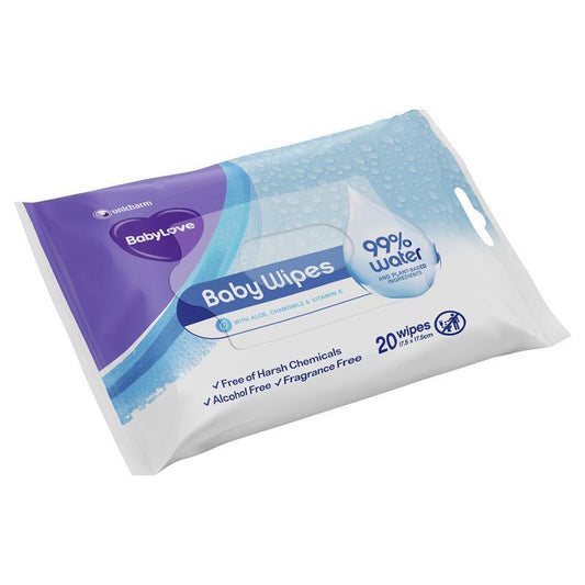 Babylove Water Wipes Travel Pack - 20 Pack