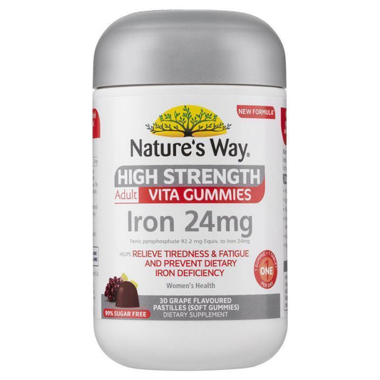 Nature's Way High Strength Iron Gummies 24mg for Adults - 30 Count