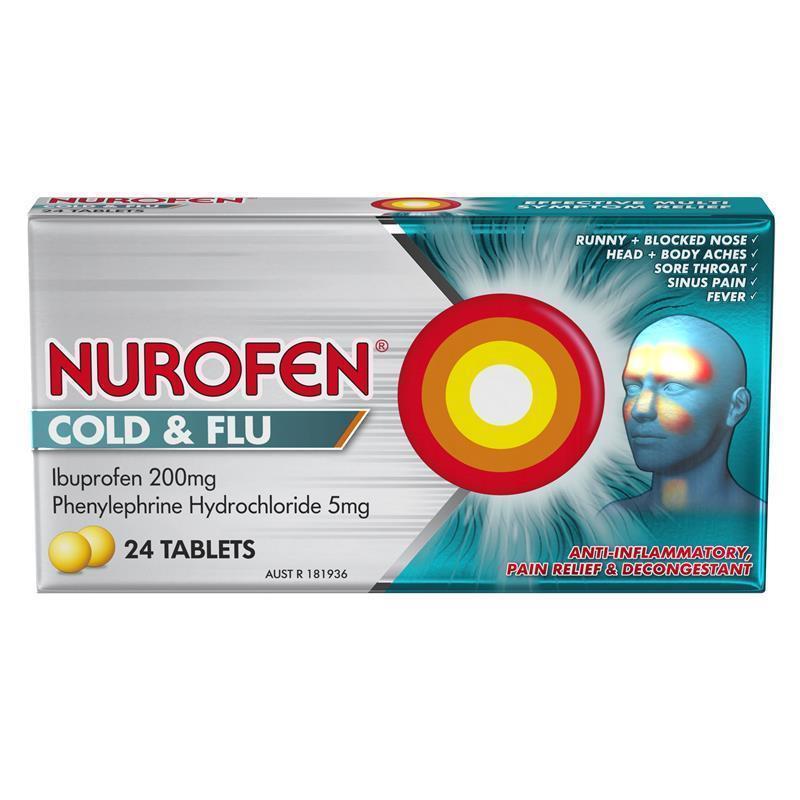 Nurofen Cold and Flu Multi-Symptom Relief Tablets 200mg - 24 Pack-Auzzi Store