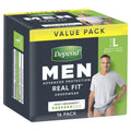 Depend Real Fit Men’s Disposable Underwear Large 16 Pack – 12H Leak Protection