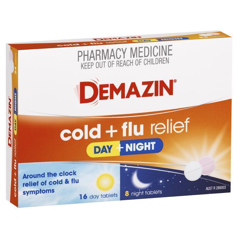 Demazin Cold & Flu Relief Day + Night - 24 Tablets - Auzzi Store