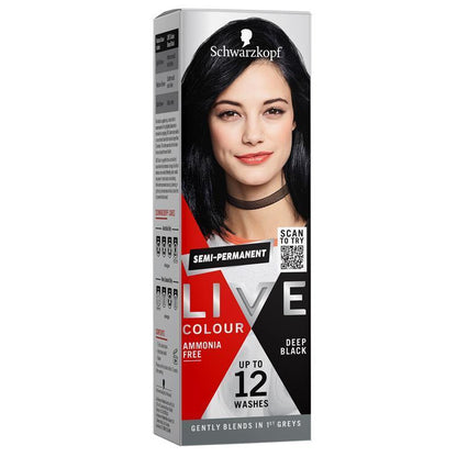Schwarzkopf LIVE Colour Deep Black - Semi-Permanent Hair Color, 75ml