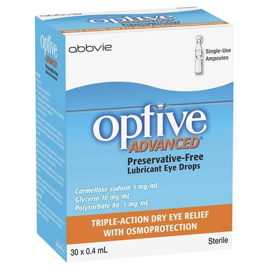 Optive Advanced Preservative-Free Lubricant Eye Drops 30 x 0.4mL