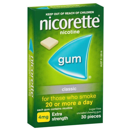 Nicorette Quit Smoking Extra Strength Nicotine Gum Classic - 30 Pack-Auzzi Store