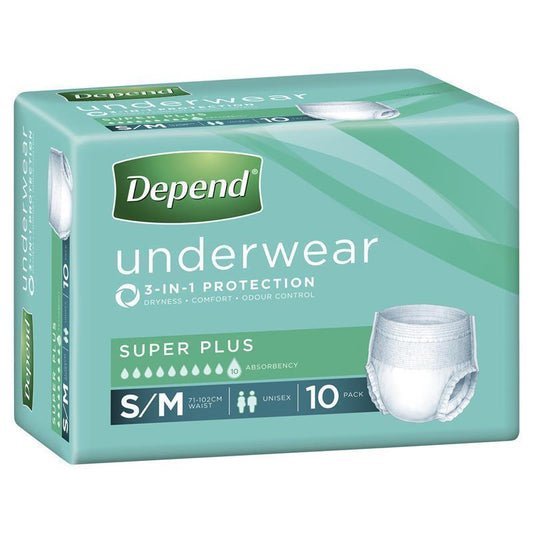 Depend Super Plus Unisex Underwear S/M 10 Pack – Maximum Protection