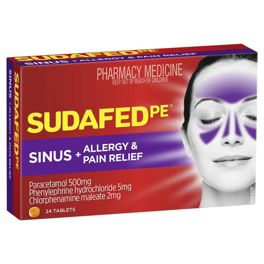Sudafed PE Sinus + Allergy & Pain Relief Tablets - 24 Pack-Auzzi Store