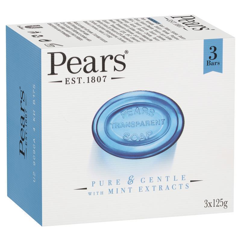 Pears Pure & Gentle Transparent Mint Soap 3x125g