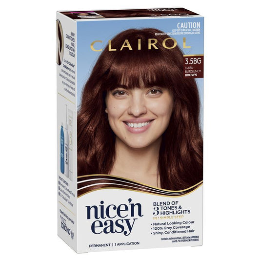 Clairol Nice N Easy 3.5BG Natural Dark Burgundy Permanent Hair Colour 173g
