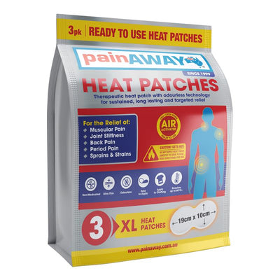 Pain Away Heat Patches XL 3 Pack - Enhanced Comfort for Muscle and Joint Pain