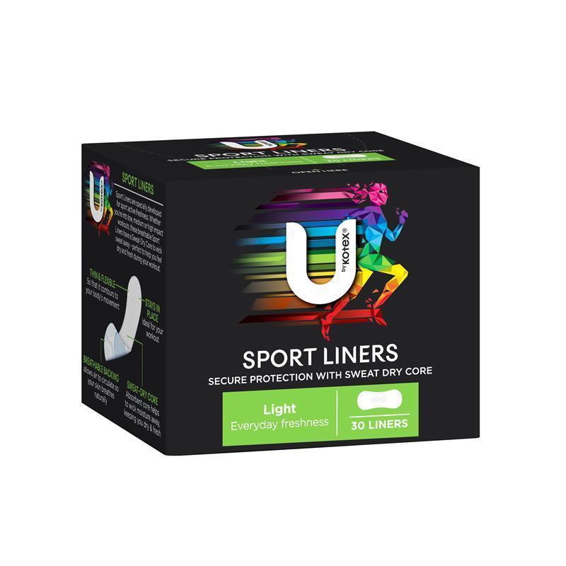 U by Kotex Sport Liners, 30-Liners, Sweat-Dry Core & Breathable
